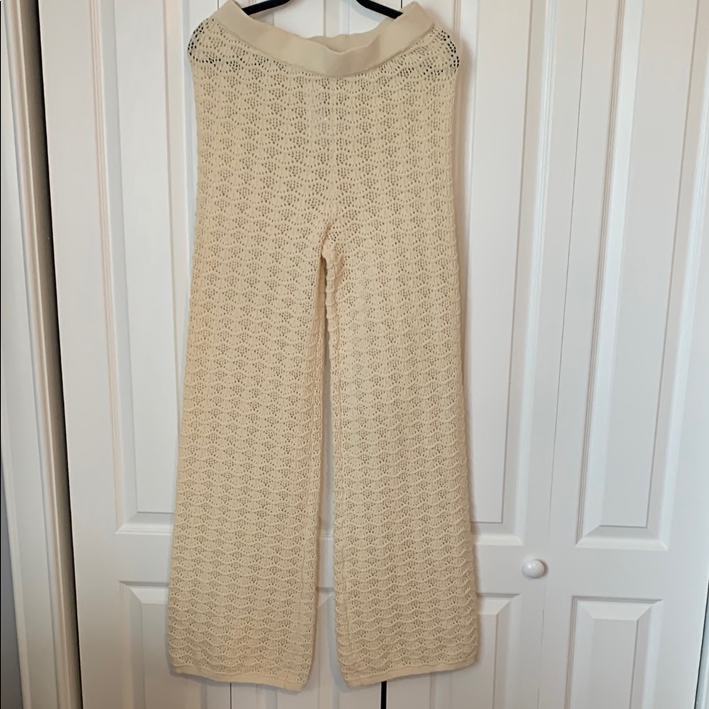 Elegant Cream Knit Women's Pants
